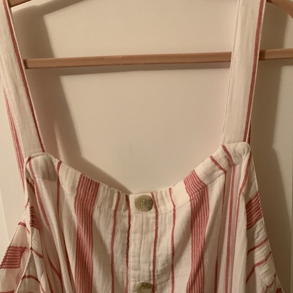 NWT Sonoma cream & mauve striped sleeveless cotton midi-dress w/decor buttons 4x - Picture 4 of 11